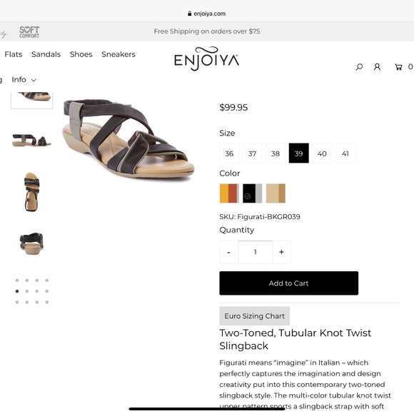 Enjoiya Italian Leather Sandals BRAND NEW - Picture 5 of 5